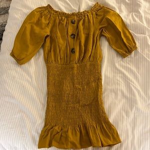 Zara mustard yellow smocked dress